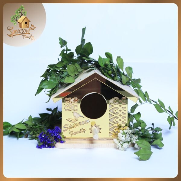 Sparrow Family Handcrafted Birdhouse – Elegant Design - Image 3