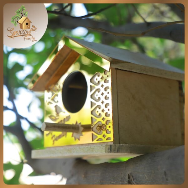 Sparrow Family Handcrafted Birdhouse – Elegant Design - Image 2