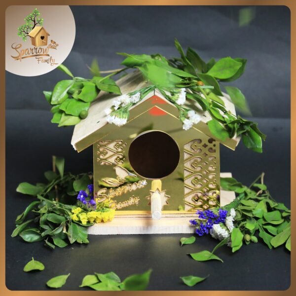 Sparrow Family Handcrafted Birdhouse – Elegant Design - Image 5