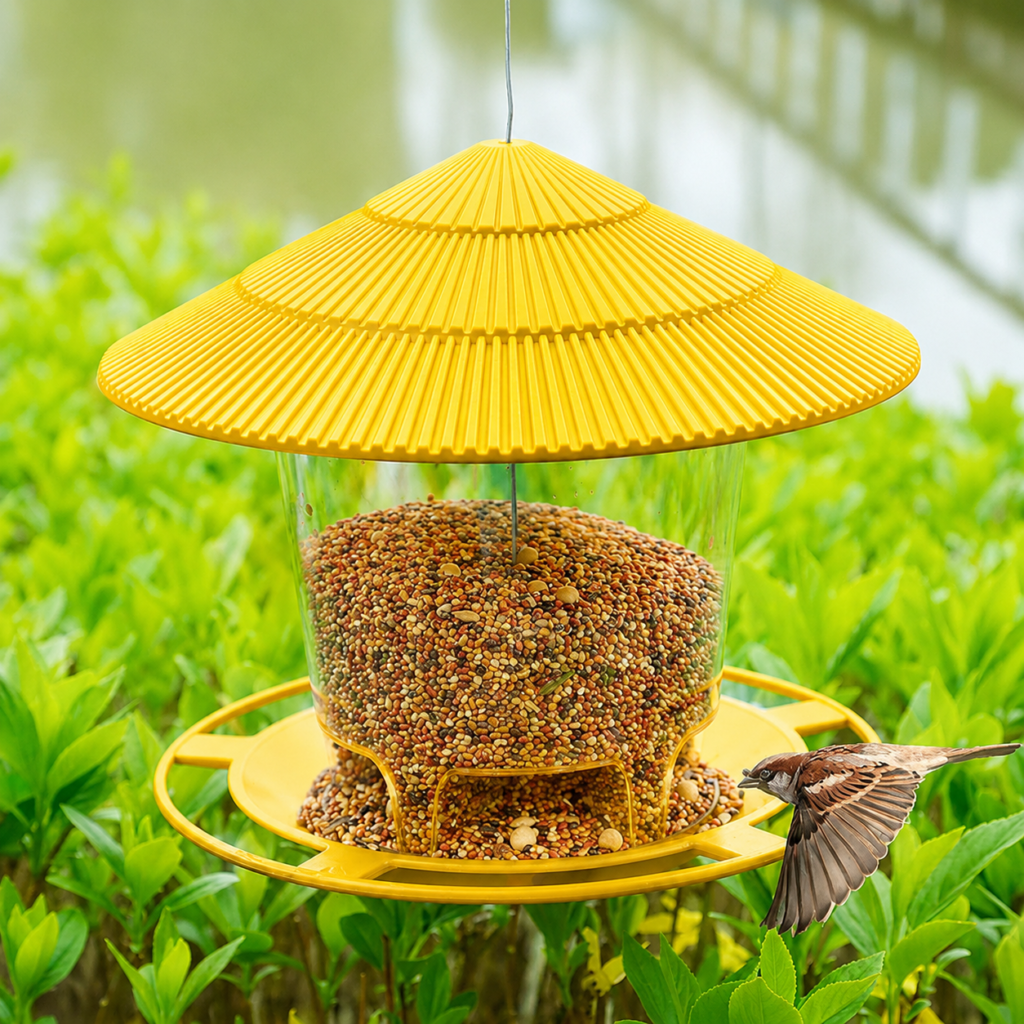 yellow bird feeder image
